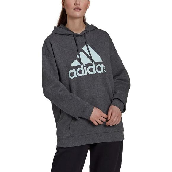 NEW! Adidas Women's Logo Fleece Sweatshirt Hoodie GREY L - Picture 1 of 7